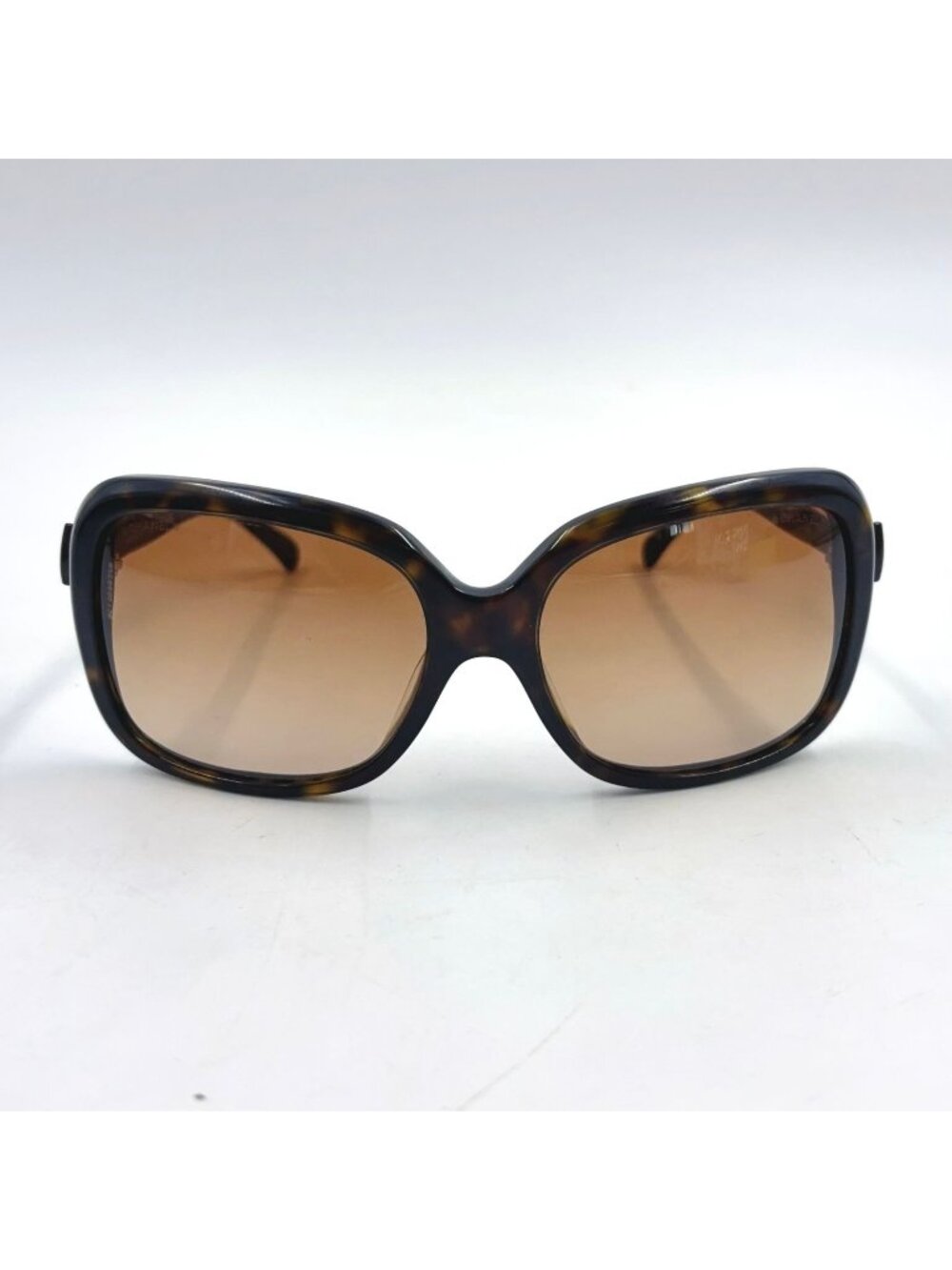 Chanel Side Ribbon CC Logo Acetate Metal Silver Brown Sunglasses Eyewear
